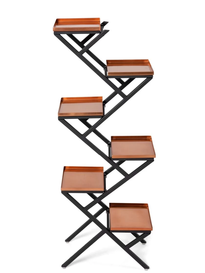 Crisscross Cascading Plant Stand With Copper Trays 4 Crisscross Cascading Plant Stand With Copper Trays - Image 2
