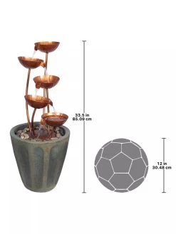 Copper Lotus Cascading Fountain -Outdoor Garden Care Shop 8589843 02V
