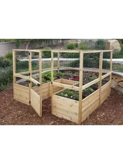 Garden In A Box Cedar Raised Bed With Deer Fence, 8' X 8'