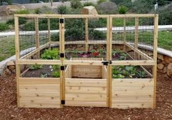 Garden In A Box Cedar Raised Bed With Deer Fence, 8' X 8' -Outdoor Garden Care Shop 8595875 03V tif