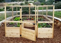 Garden In A Box Cedar Raised Bed With Deer Fence, 8' X 8' -Outdoor Garden Care Shop 8595875 06V tif