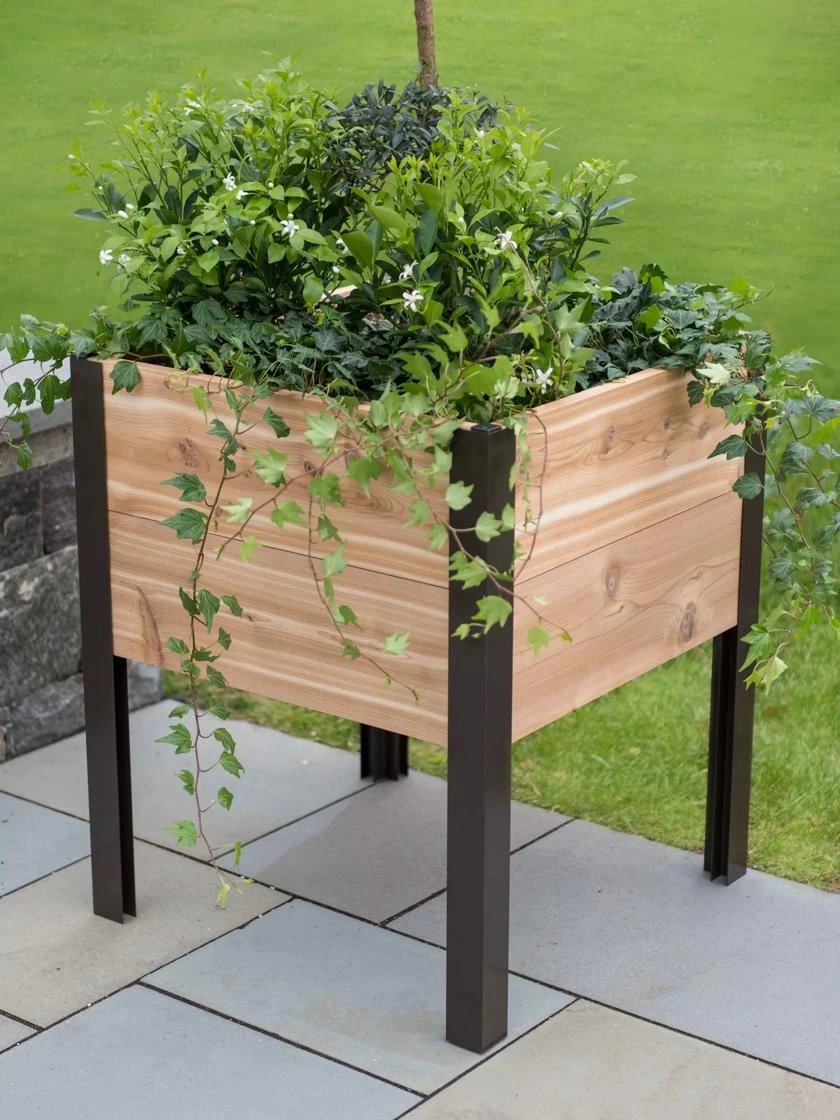 Elevated Cedar Planter Box, 2' X 2' 3 Elevated Cedar Planter Box, 2' X 2'