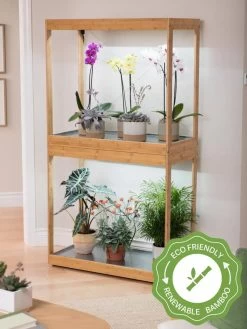 Bamboo Display LED Grow Light Garden
