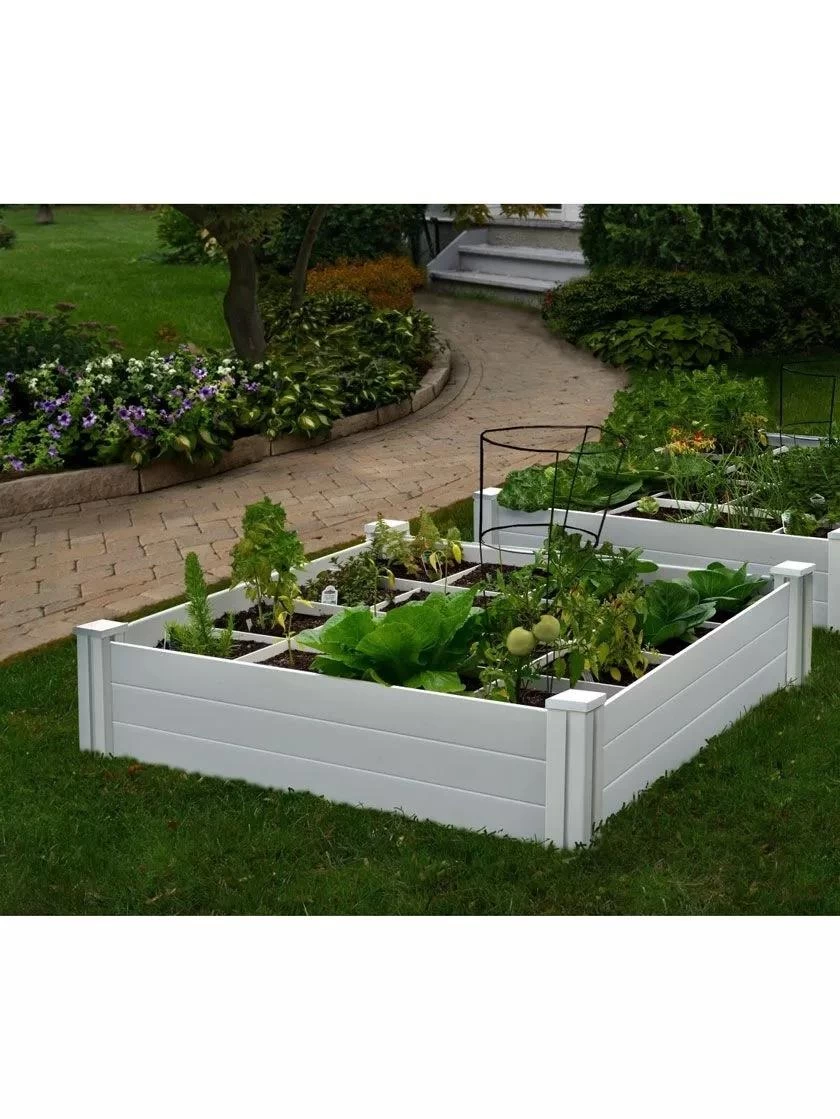 Raised Garden Bed With Grow Grid, 4' X 4' 3 Raised Garden Bed With Grow Grid, 4' X 4'