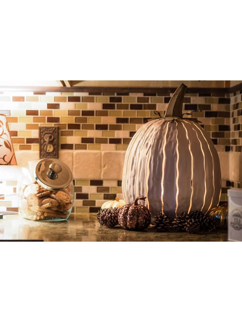 Desert Steel Pumpkin Luminary, Tall 7 Desert Steel Pumpkin Luminary, Tall - Image 5