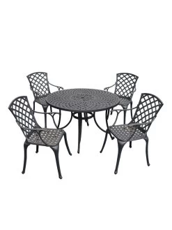 Crosley Sedona Five-Piece Outdoor Dining Set With High Back Armchairs -Outdoor Garden Care Shop 8599666 01v crosley sedona five piece outdoor dining set with high back arm chairs 48 inch black
