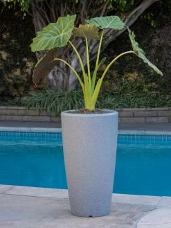 Solar Illuminated Planter Tall Granite, 32" -Outdoor Garden Care Shop 8600183 19645 tif