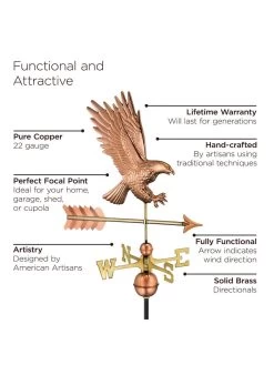 Bald Eagle Copper Weathervane 9 Bald Eagle Copper Weathervane -Outdoor Garden Care Shop 8600276 02v