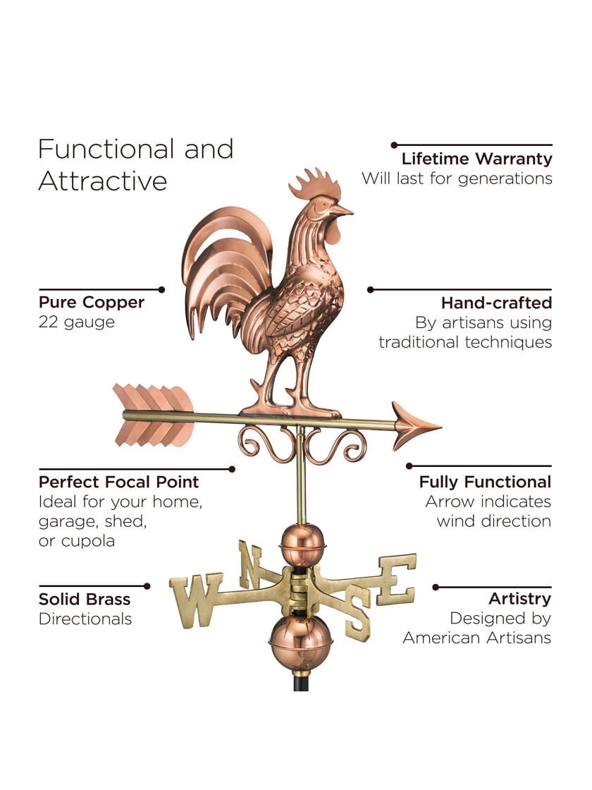 Bantam Rooster Copper Weathervane 4 Bantam Rooster Copper Weathervane - Image 2