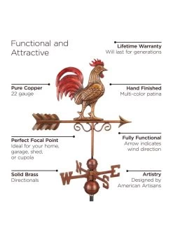 Bantam Rooster Copper Weathervane 13 Bantam Rooster Copper Weathervane -Outdoor Garden Care Shop 8600280 05v