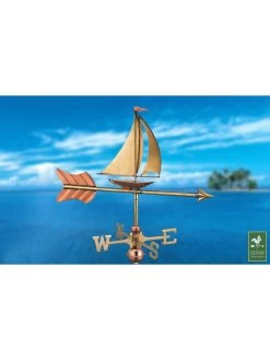 Sailboat Cottage Copper Weathervane With Roof Mount