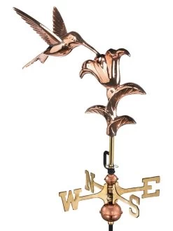 Hummingbird Cottage Copper Weathervane With Roof Mount -Outdoor Garden Care Shop 8600377 01v hummingbird garden copper weathervane pole