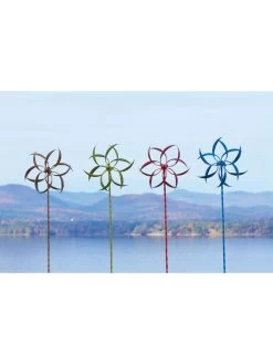 Feather Staked Wind Spinner, 15" 10 Feather Staked Wind Spinner, 15" -Outdoor Garden Care Shop 8600479 04v