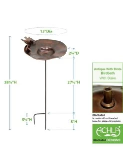 Achla Designs Antiqued Birdbath With Birds And Stake -Outdoor Garden Care Shop 8609294 05v