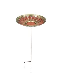 Achla Designs Red African Daisy Birdbath With Stake -Outdoor Garden Care Shop 8609300 02v