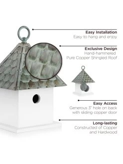 Bird House Bungalow With Verdigris Copper Roof -Outdoor Garden Care Shop 8609892 03v
