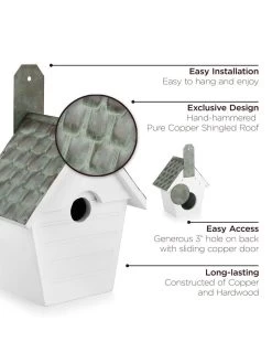 Classic Cottage Bird House With Verdigris Copper Roof 7 Classic Cottage Bird House With Verdigris Copper Roof -Outdoor Garden Care Shop 8609893 03v