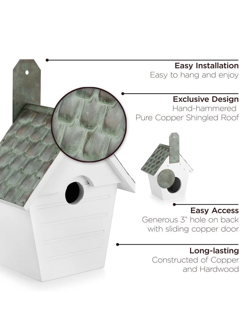 Classic Cottage Bird House With Verdigris Copper Roof 5 Classic Cottage Bird House With Verdigris Copper Roof - Image 3