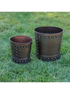 Riveted Planters, Set Of 2 -Outdoor Garden Care Shop 8610032 01v