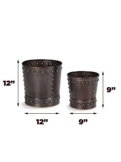 Riveted Planters, Set Of 2 -Outdoor Garden Care Shop 8610032 03v