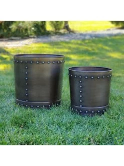 Riveted Planters, Set Of 2 -Outdoor Garden Care Shop 8610081 01v