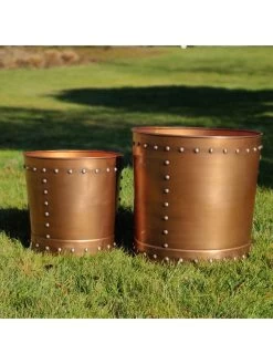 Riveted Planters, Set Of 2 -Outdoor Garden Care Shop 8610081 03v