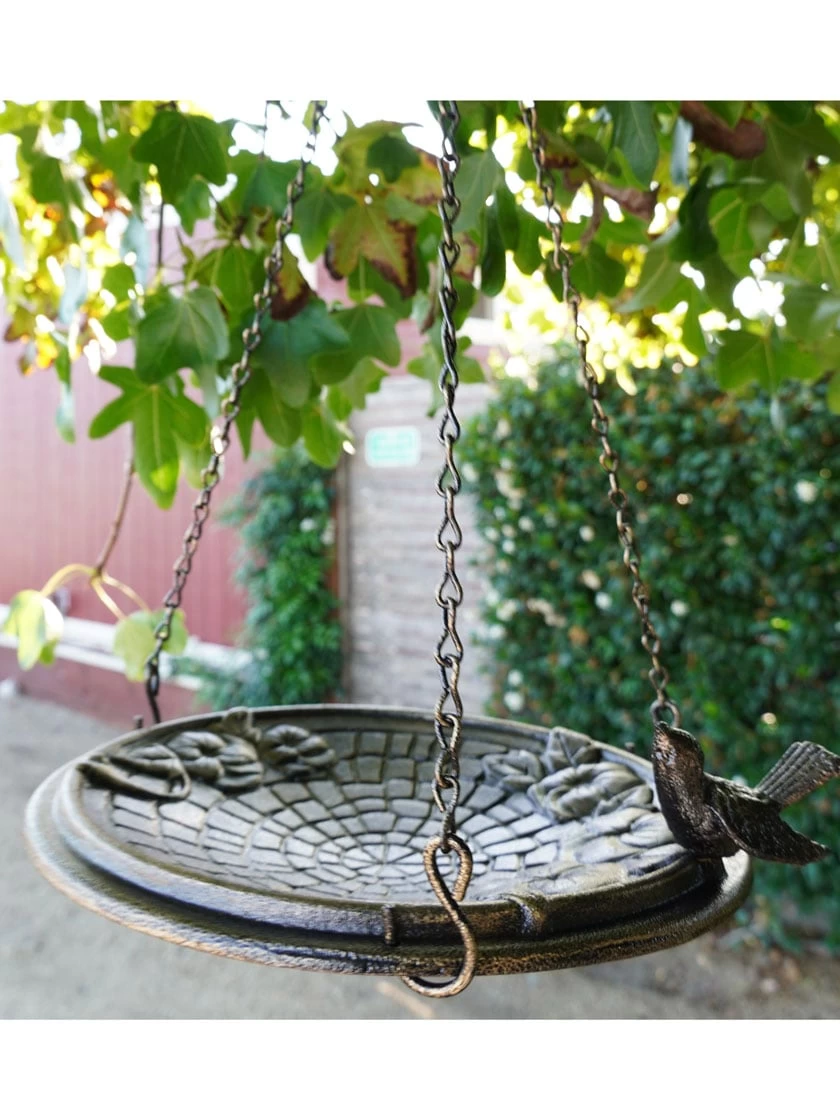 Floral Motif Hanging Birdbath 4 Floral Motif Hanging Birdbath - Image 2