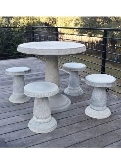 Round Patio Garden Table -Outdoor Garden Care Shop 8610576 01v exaco trading round patio table set with 4 stools