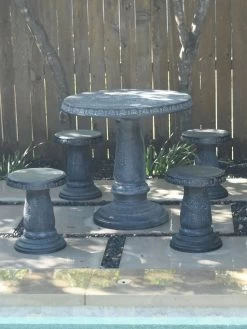 Round Patio Garden Table -Outdoor Garden Care Shop 8610576 12v exaco trading endura clay stools set of 4