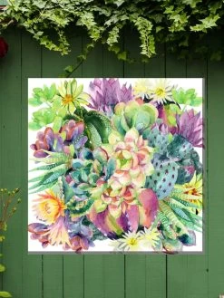 Succulent Blooms Outdoor Wall Art