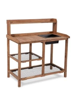 Dynamic Acacia Potting Bench With Soil Reservoir -Outdoor Garden Care Shop 8611009 001