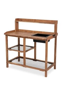 Dynamic Acacia Potting Bench With Soil Reservoir -Outdoor Garden Care Shop 8611009 002