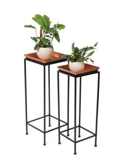 Square Nesting Plant Stands With Trays, Set Of 2 11 Square Nesting Plant Stands With Trays, Set Of 2 -Outdoor Garden Care Shop 8611014 2872 tif