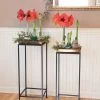 Square Nesting Plant Stands With Trays, Set Of 2