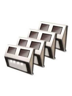 MAXSA® Solar-Powered Metal Deck Light, Set Of 4 -Outdoor Garden Care Shop 8611691 ss 04v