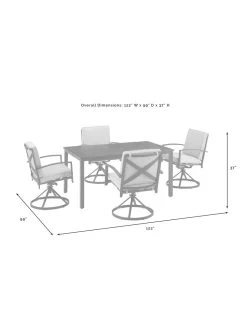 Crosley Kaplan 5Pc Outdoor Dining Set With Swivel Chairs -Outdoor Garden Care Shop 8611955 09v
