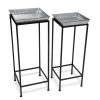 Square Nesting Plant Stands With Galvanized Trays, Set Of 2