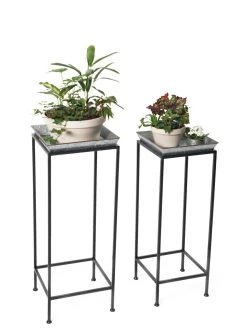 Square Nesting Plant Stands With Galvanized Trays, Set Of 2 7 Square Nesting Plant Stands With Galvanized Trays, Set Of 2 -Outdoor Garden Care Shop 8611976 7298 tif