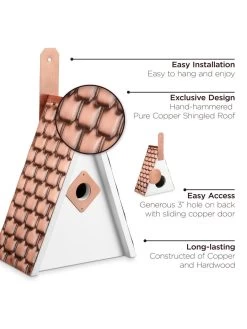 Swiss Chalet Bird House With Copper Roof -Outdoor Garden Care Shop 8612196 04v