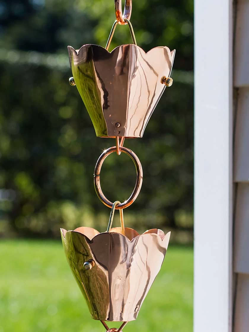 Tulip Pure Copper Rain Chain, 8.5' 5 Tulip Pure Copper Rain Chain, 8.5' - Image 3