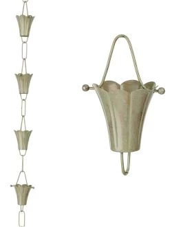 Fluted Flower Pure Copper Rain Chain, 8.5' 14 Fluted Flower Pure Copper Rain Chain, 8.5' -Outdoor Garden Care Shop 8612742 02v