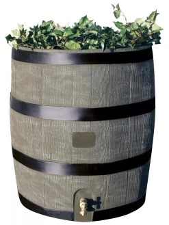 Round Rain Barrel With Planter, 35 Gallons -Outdoor Garden Care Shop 8612856BK 08V tif