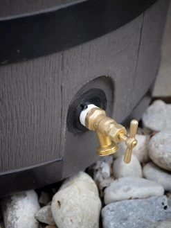 Round Rain Barrel With Planter, 35 Gallons -Outdoor Garden Care Shop 8612856BK 10V tif