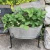Achla Designs Mini Oval Galvanized Tub With Folding Stand -Outdoor Garden Care Shop 8612906 02v achla designs mini oval galvanized tub with folding stand