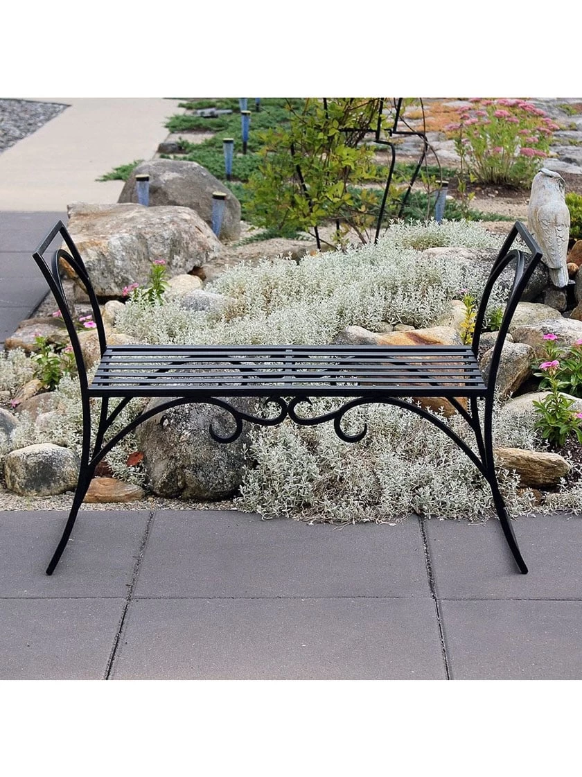 Achla Designs Wrought Iron Arbor Bench 4 Achla Designs Wrought Iron Arbor Bench - Image 2