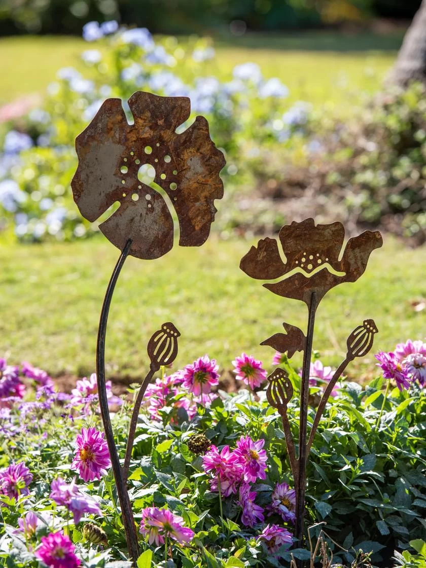 Poppy Garden Stakes Set Of 2 4 Poppy Garden Stakes Set Of 2 - Image 2