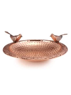 Pure Copper Bird Bath With Two Copper Birds And Multipronged Garden Pole -Outdoor Garden Care Shop 8613378 04v
