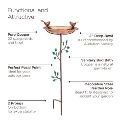 Pure Copper Bird Bath With Two Copper Birds And Tree Multipronged Garden Pole 15 Pure Copper Bird Bath With Two Copper Birds And Tree Multipronged Garden Pole -Outdoor Garden Care Shop 8613379 07v