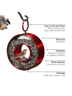 Circle Fly-Thru™ Bird Feeder With A Ruby Red Finish 9 Circle Fly-Thru™ Bird Feeder With A Ruby Red Finish -Outdoor Garden Care Shop 8613383 03v